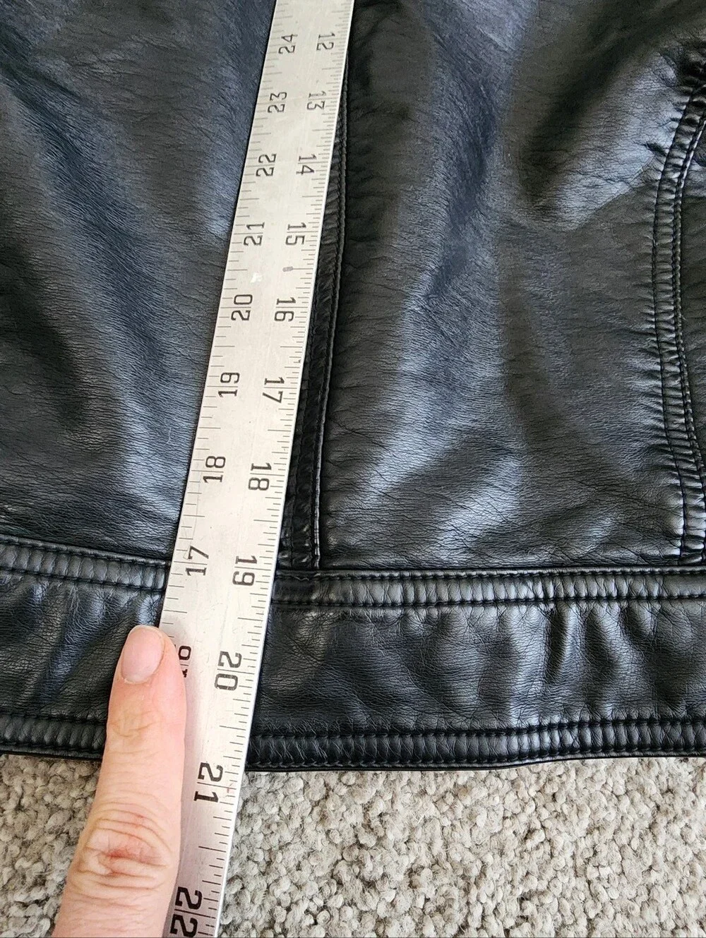 Free People Black Leather Jacket with Tan Faux Fur Collar